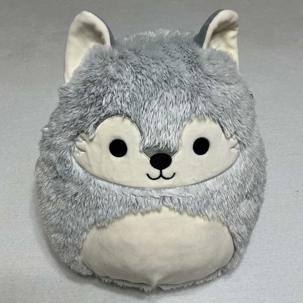 Squishmallows Ryan Husky Fuzz-A-Mallows 12 Inch Gray Fuzzy Kellytoy Plush